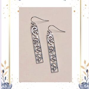 Intricate Silver Geometric Drop Earrings